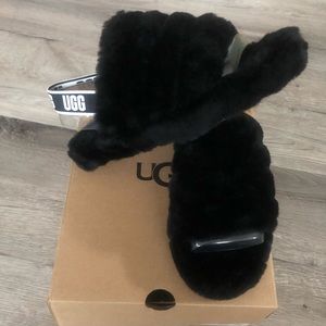 BIG KIDS 6 or WOMENS 9 FLUFF YEAH SLIDE BLACK